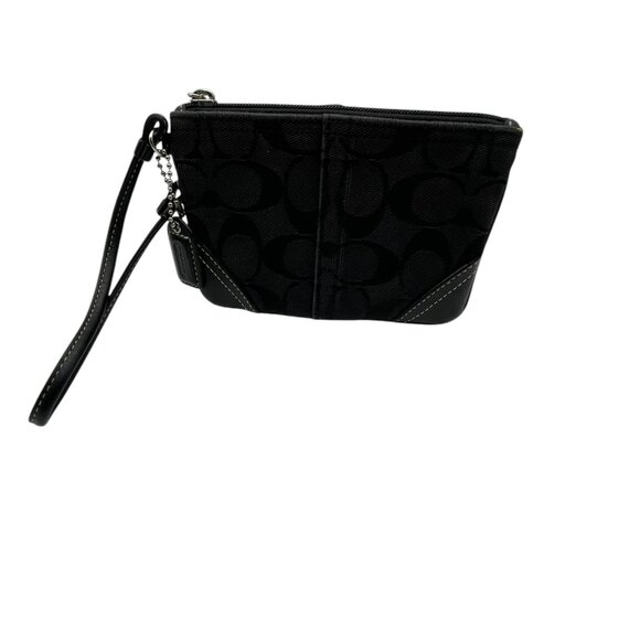 Coach Signature Leatherware Corner Zip Wristlet - Black - Picture 2 of 10